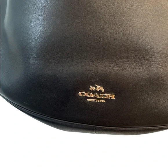 Coach Nomad Black Leather Hobo Bag with Gold Accents - Picture 7 of 13